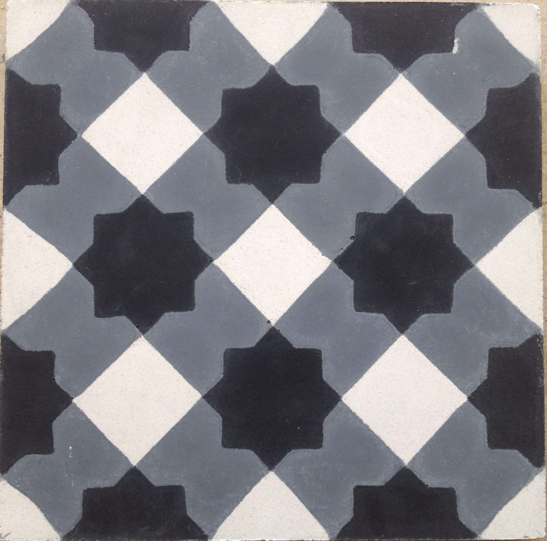 Marrakech Grey / Black Cement Tile
